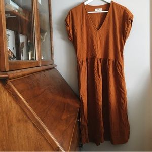 • SOLD • LOU & WOLF / LOFT Burnt Orange MIDI Dress